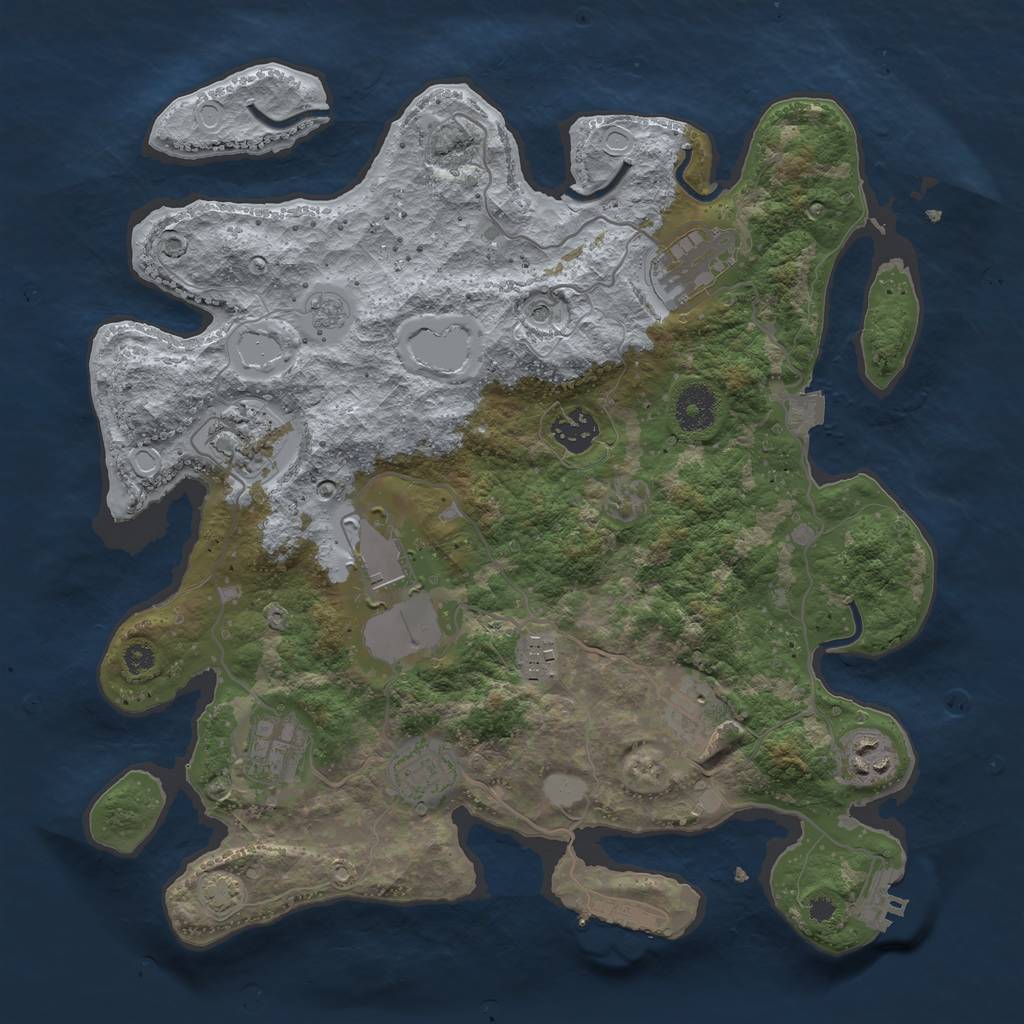 Rust Map: Procedural Map, Size: 3500, Seed: 67916948, 17 Monuments
