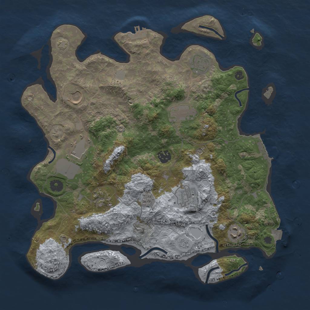 Rust Map: Procedural Map, Size: 3600, Seed: 59562874, 17 Monuments