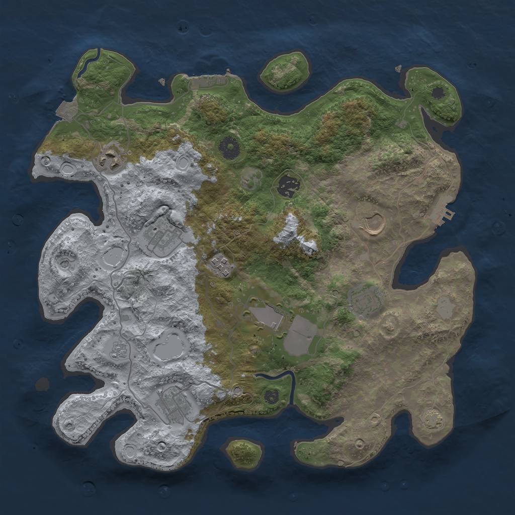 Rust Map: Procedural Map, Size: 3550, Seed: 43053194, 16 Monuments