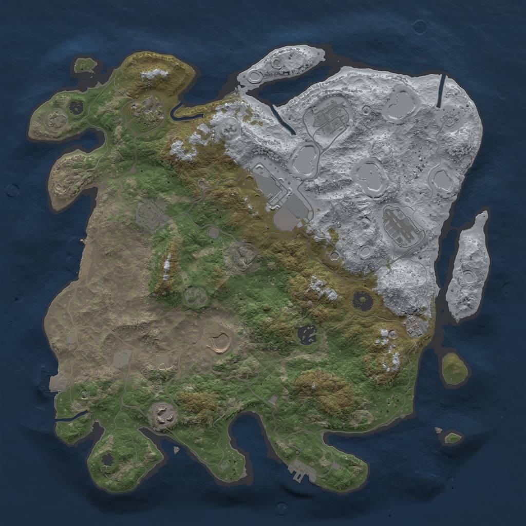 Rust Map: Procedural Map, Size: 3850, Seed: 96455518, 17 Monuments