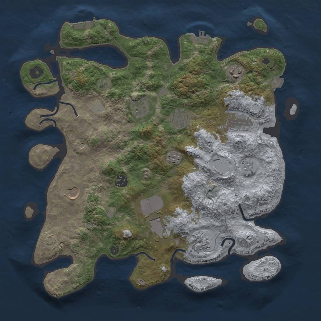 Rust Map: Procedural Map, Size: 3700, Seed: 90587969, 17 Monuments