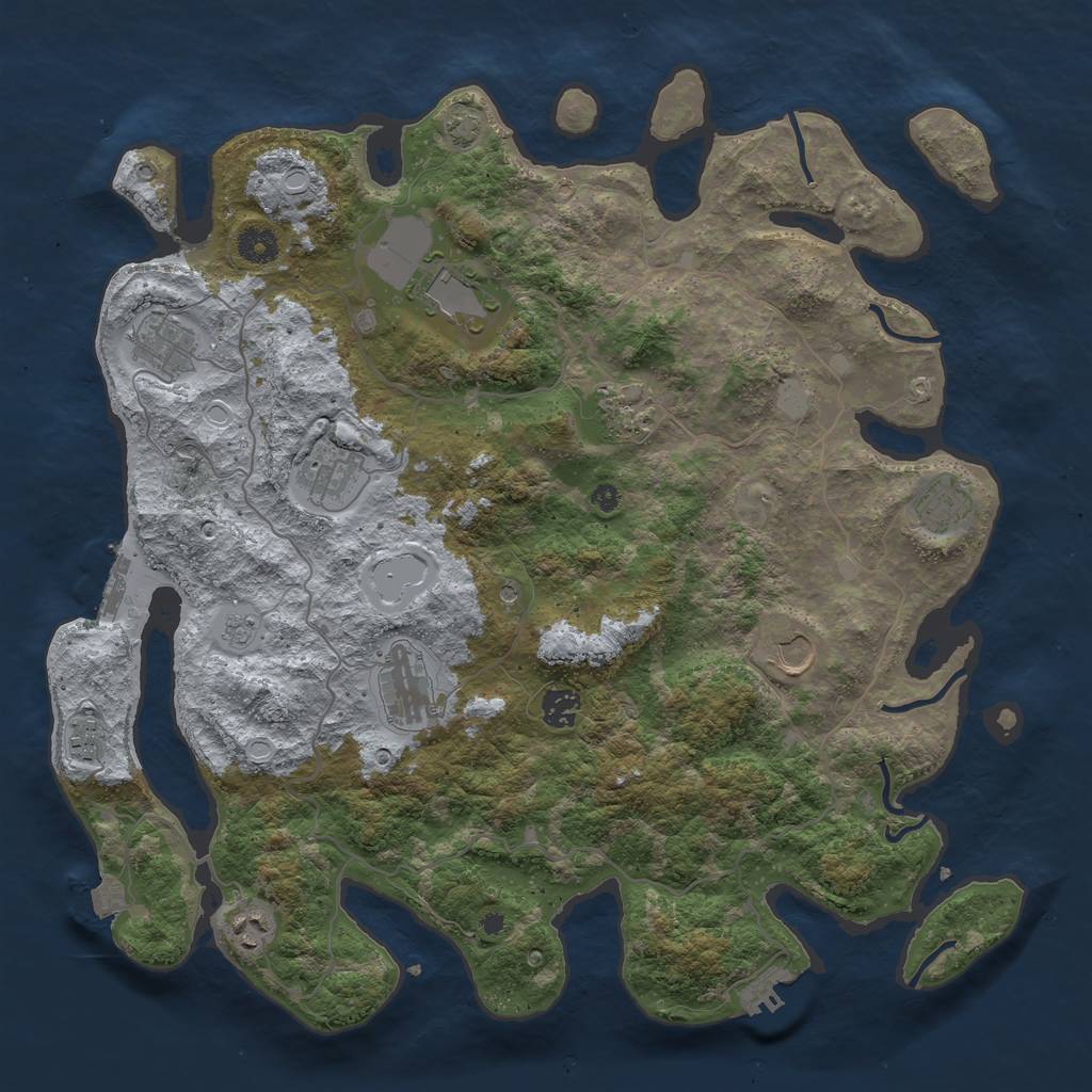 Rust Map: Procedural Map, Size: 4100, Seed: 97947271, 18 Monuments