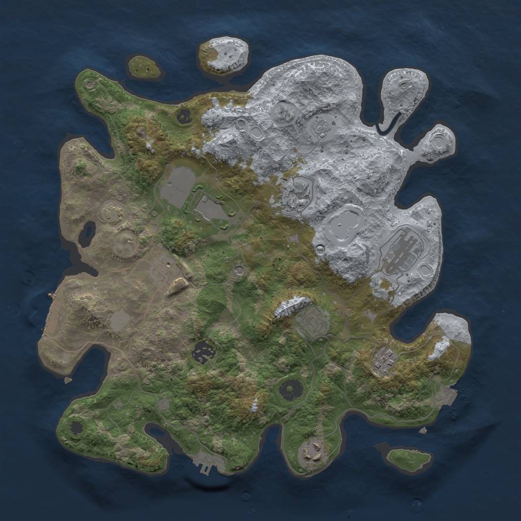 Rust Map: Procedural Map, Size: 3500, Seed: 4522, 16 Monuments