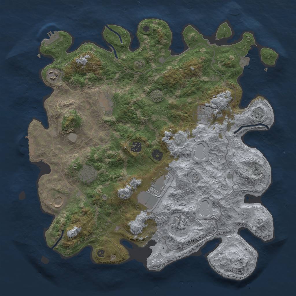 Rust Map: Procedural Map, Size: 4000, Seed: 50390342, 17 Monuments