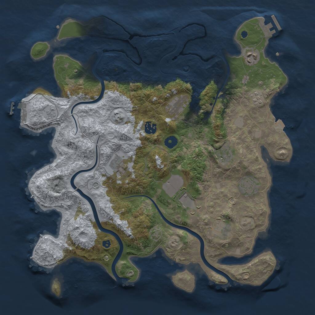 Rust Map: Procedural Map, Size: 3800, Seed: 57543301, 15 Monuments