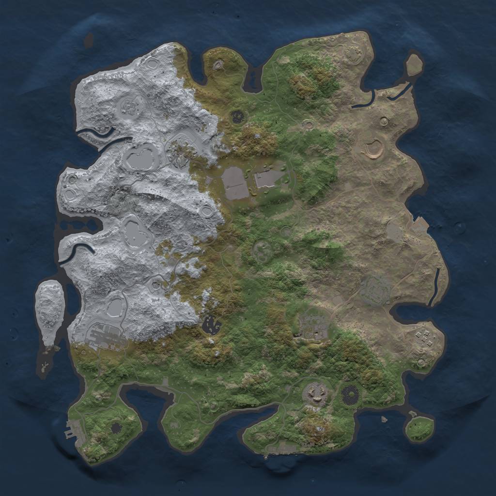 Rust Map: Procedural Map, Size: 3900, Seed: 84589577, 17 Monuments