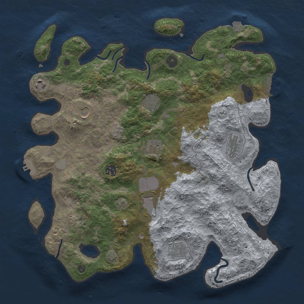 Rust Map: Procedural Map, Size: 3950, Seed: 9012554, 18 Monuments