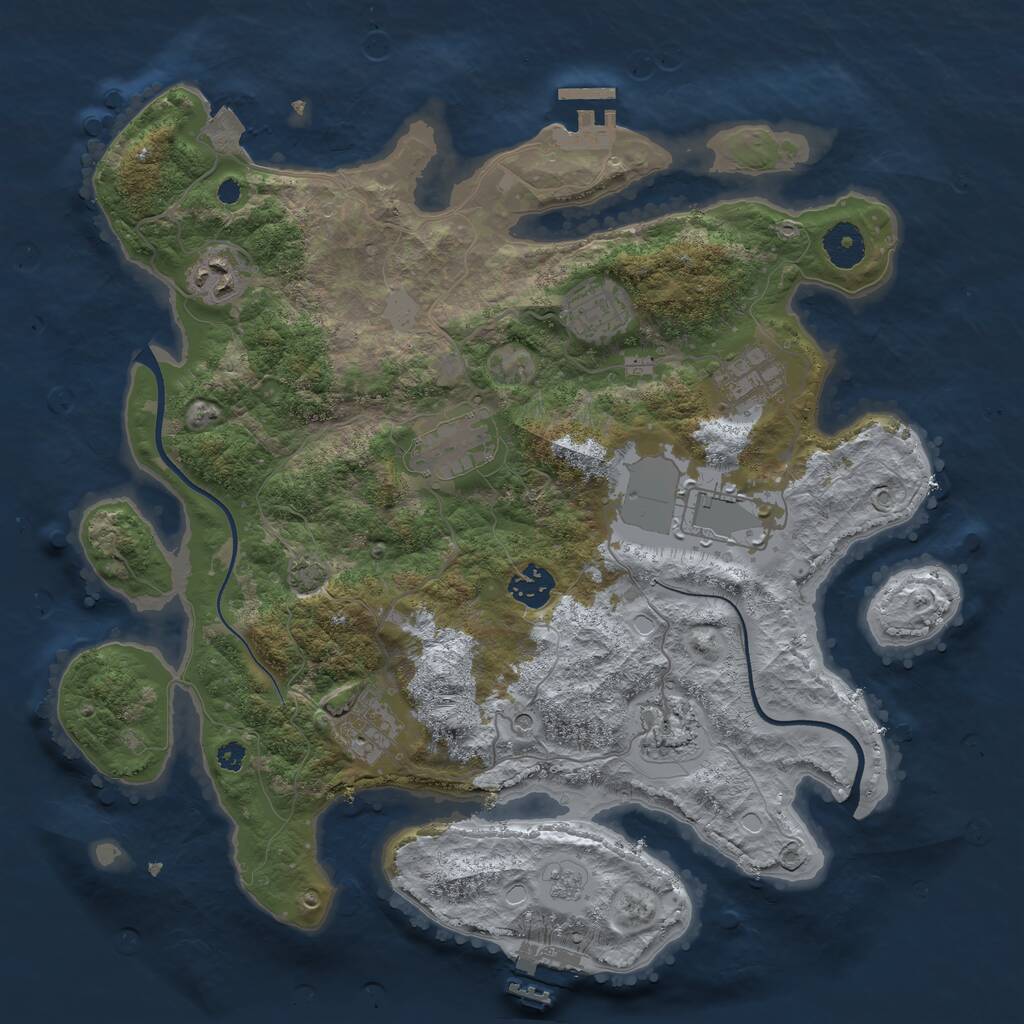 Rust Map: Procedural Map, Size: 3600, Seed: 43370936, 14 Monuments