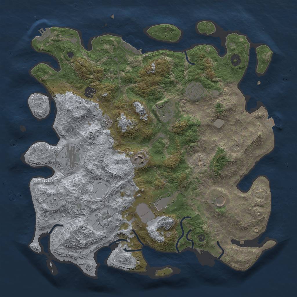 Rust Map: Procedural Map, Size: 3950, Seed: 66497560, 17 Monuments