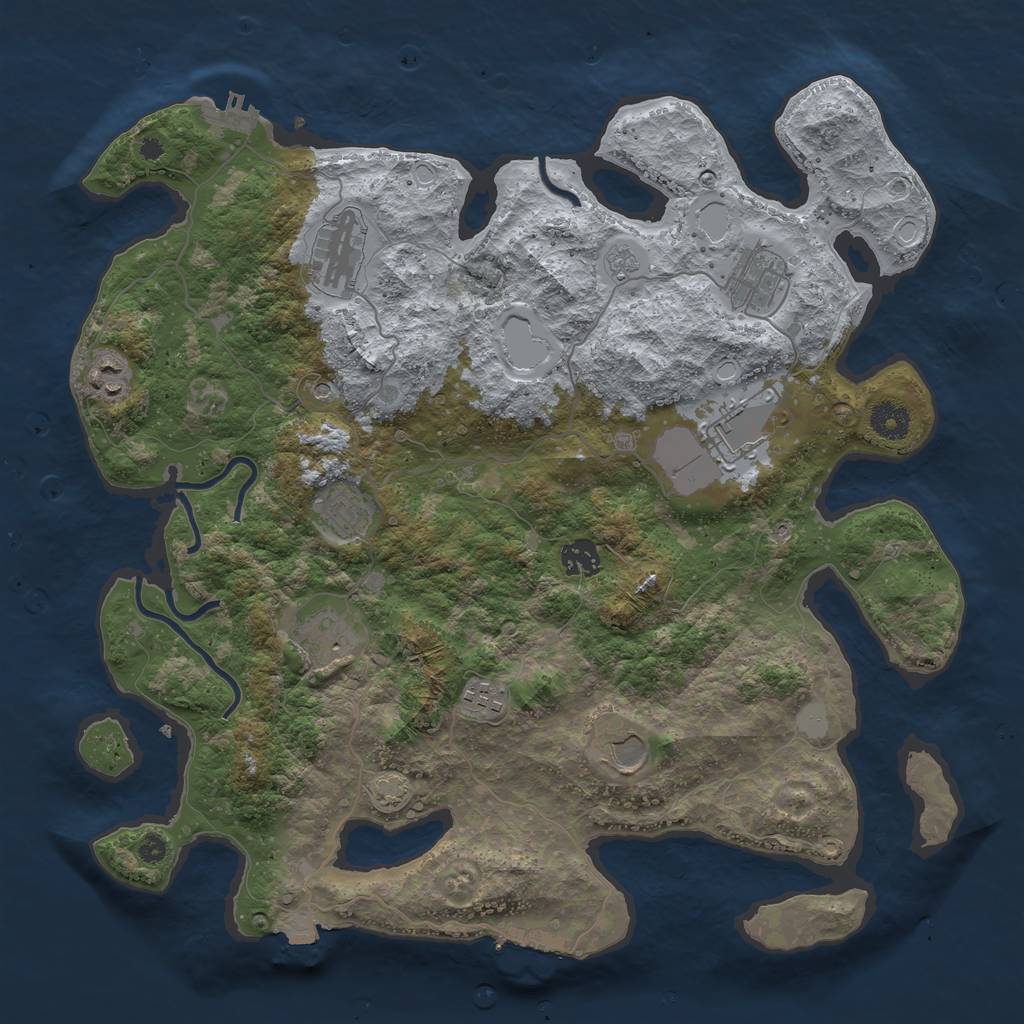 Rust Map: Procedural Map, Size: 3900, Seed: 23279965, 17 Monuments