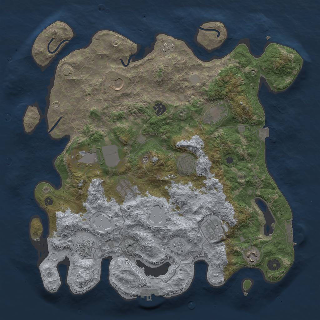 Rust Map: Procedural Map, Size: 3850, Seed: 86782959, 18 Monuments