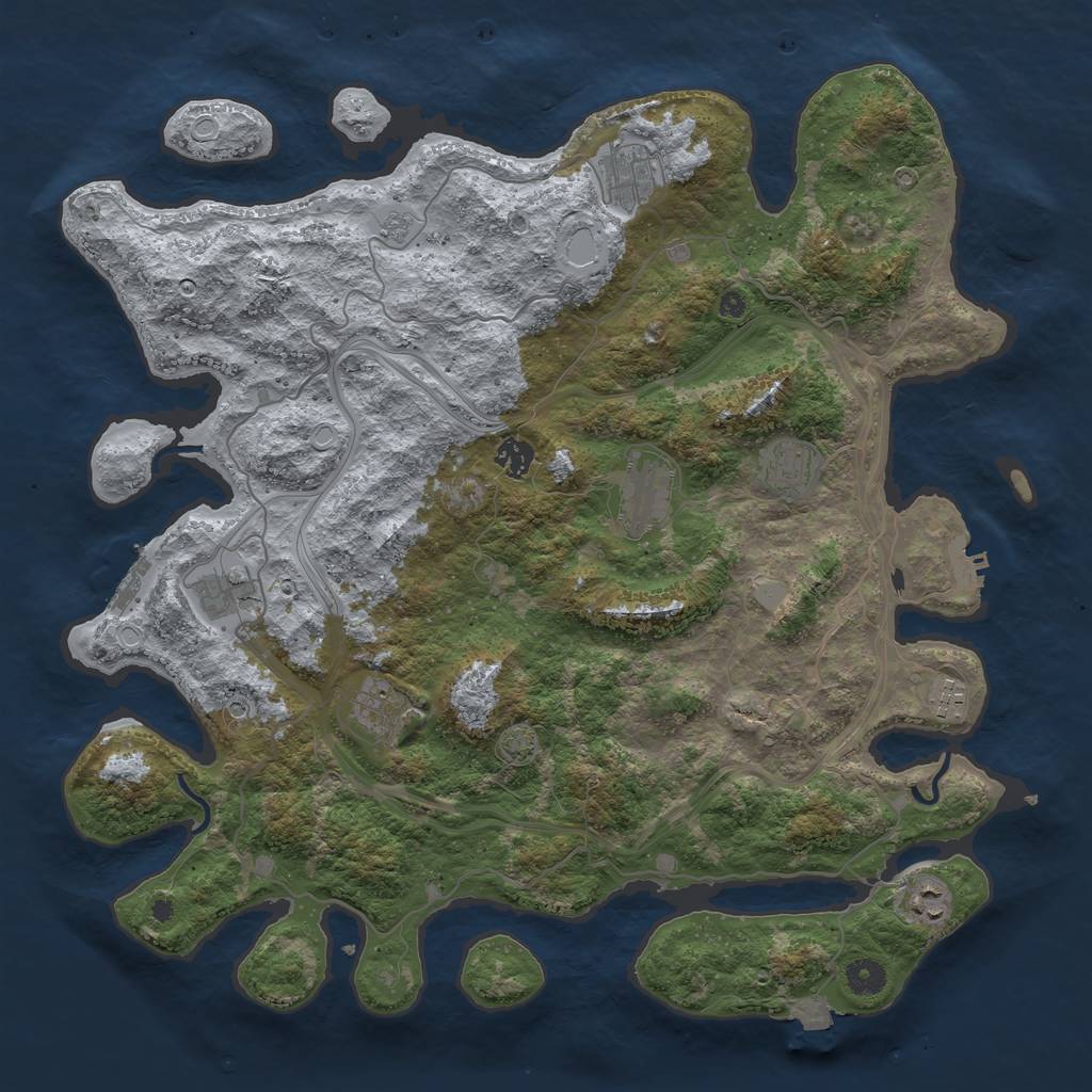 Rust Map: Procedural Map, Size: 4250, Seed: 34903946, 16 Monuments