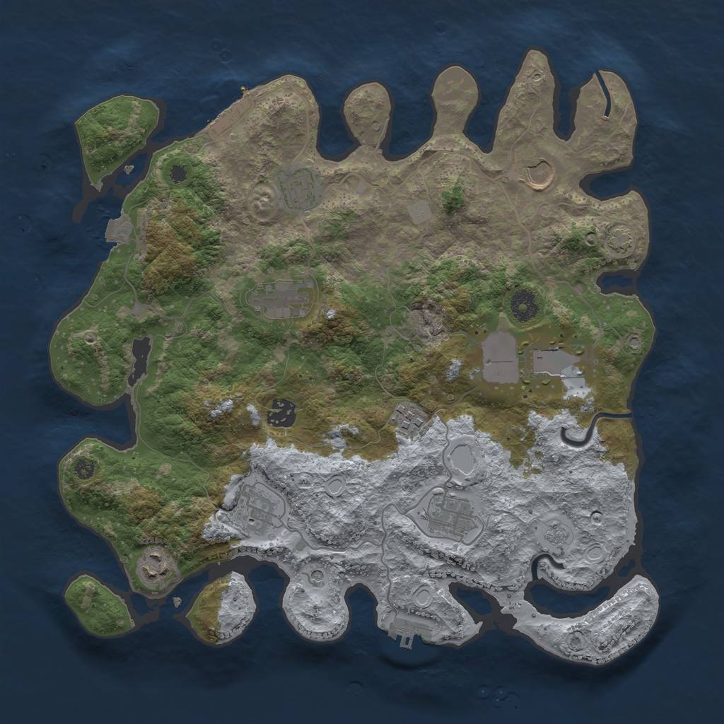 Rust Map: Procedural Map, Size: 3650, Seed: 55808226, 17 Monuments