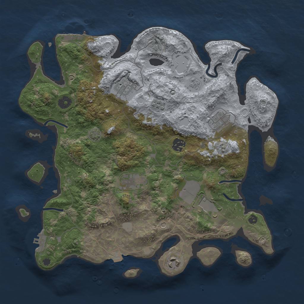 Rust Map: Procedural Map, Size: 3550, Seed: 28040469, 15 Monuments