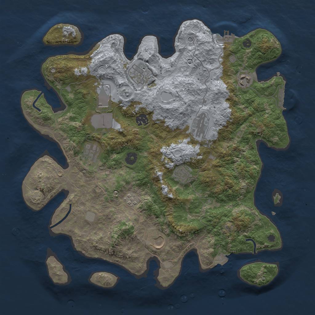 Rust Map: Procedural Map, Size: 3800, Seed: 17270933, 17 Monuments