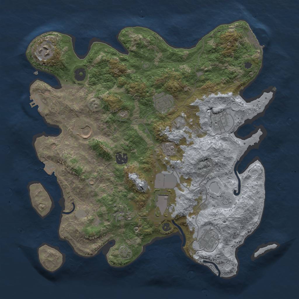 Rust Map: Procedural Map, Size: 3550, Seed: 69465208, 17 Monuments