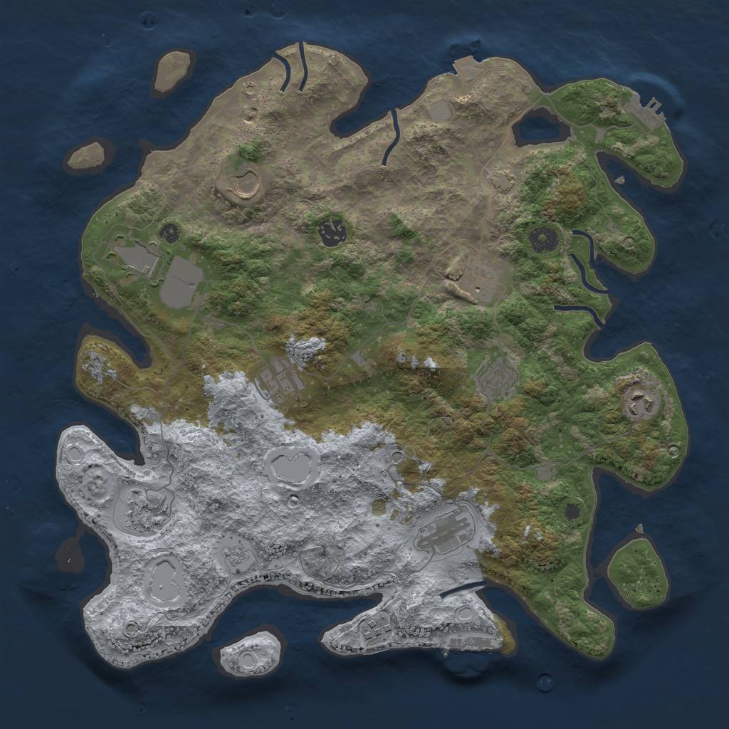Rust Map: Procedural Map, Size: 3900, Seed: 10401937, 18 Monuments