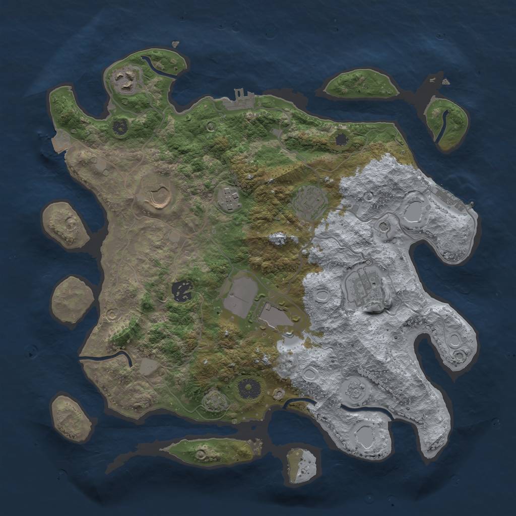 Rust Map: Procedural Map, Size: 3500, Seed: 31812492, 15 Monuments