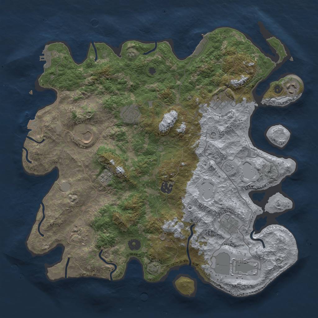 Rust Map: Procedural Map, Size: 3900, Seed: 25085046, 17 Monuments