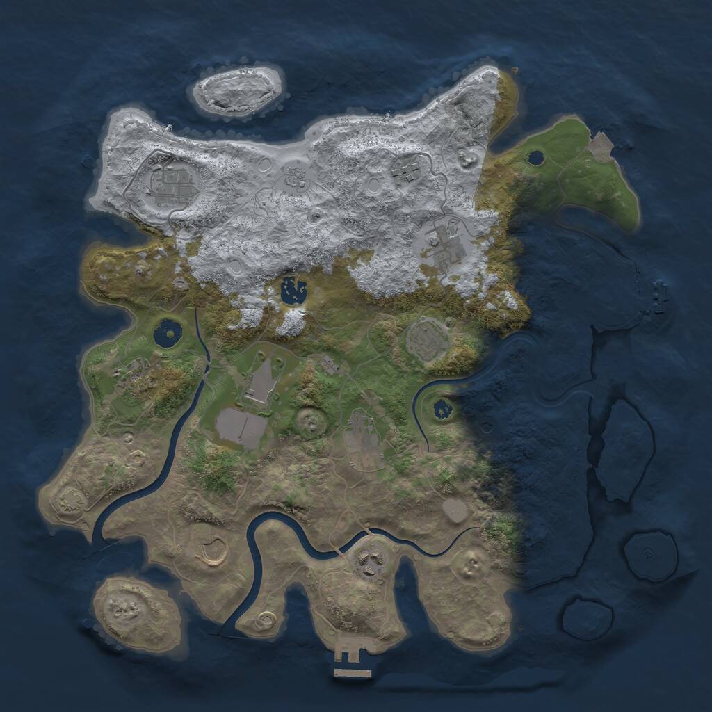 Rust Map: Procedural Map, Size: 3850, Seed: 6605189, 16 Monuments