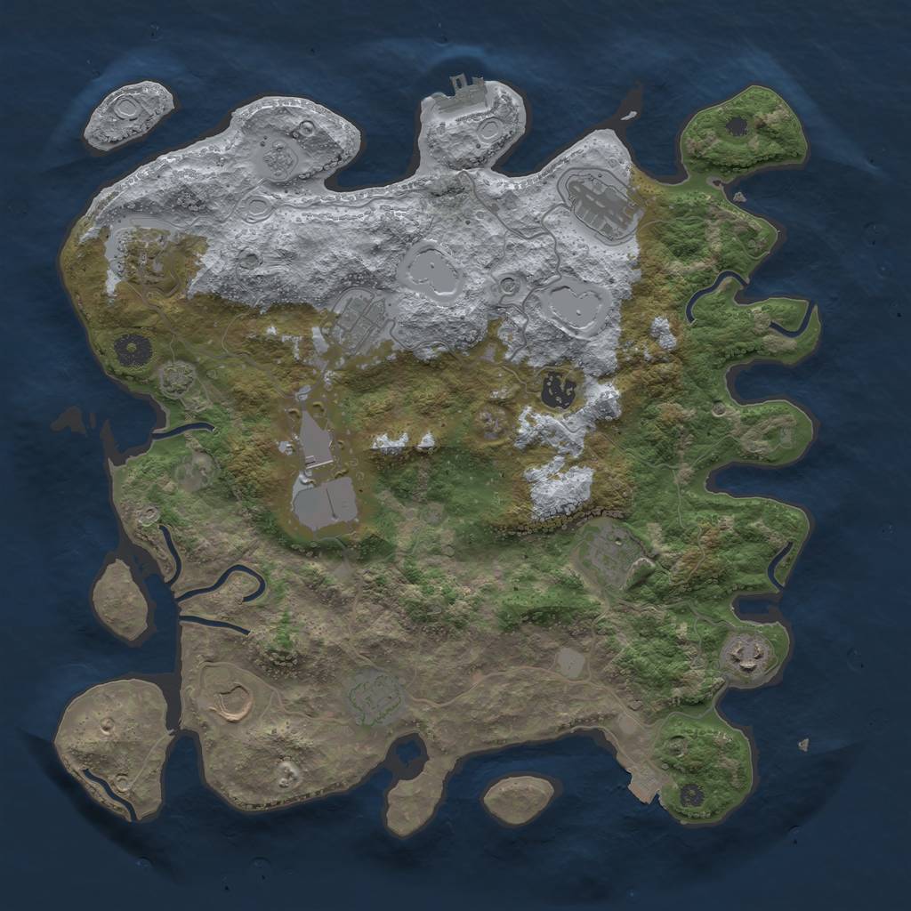 Rust Map: Procedural Map, Size: 3800, Seed: 18026058, 16 Monuments