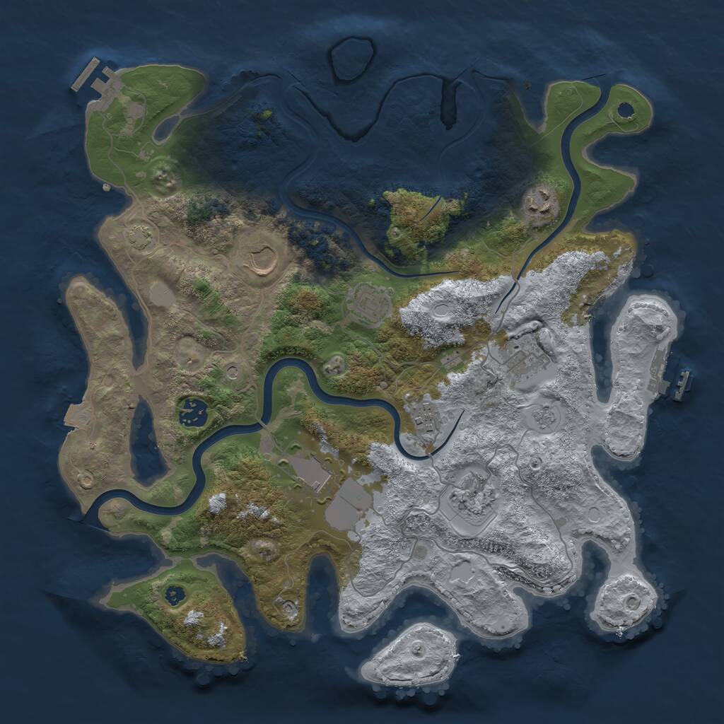 Rust Map: Procedural Map, Size: 3750, Seed: 47702868, 14 Monuments