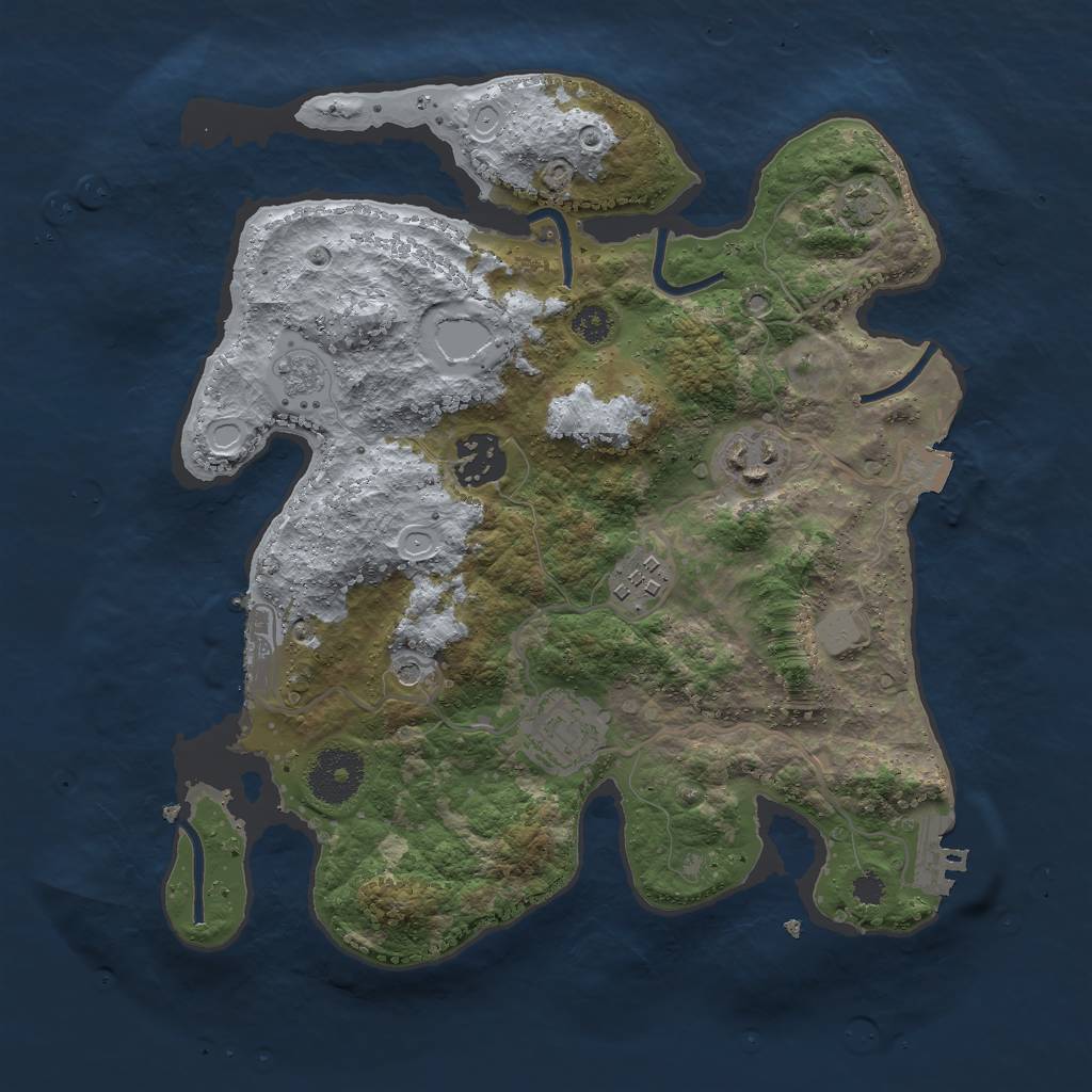 Rust Map: Procedural Map, Size: 3000, Seed: 25433, 12 Monuments