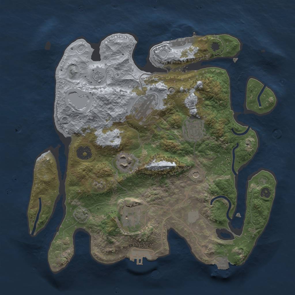 Rust Map: Procedural Map, Size: 3000, Seed: 8071968, 12 Monuments
