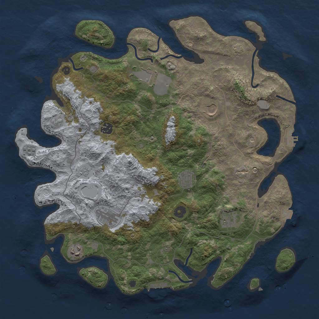 Rust Map: Procedural Map, Size: 4000, Seed: 1235555, 16 Monuments