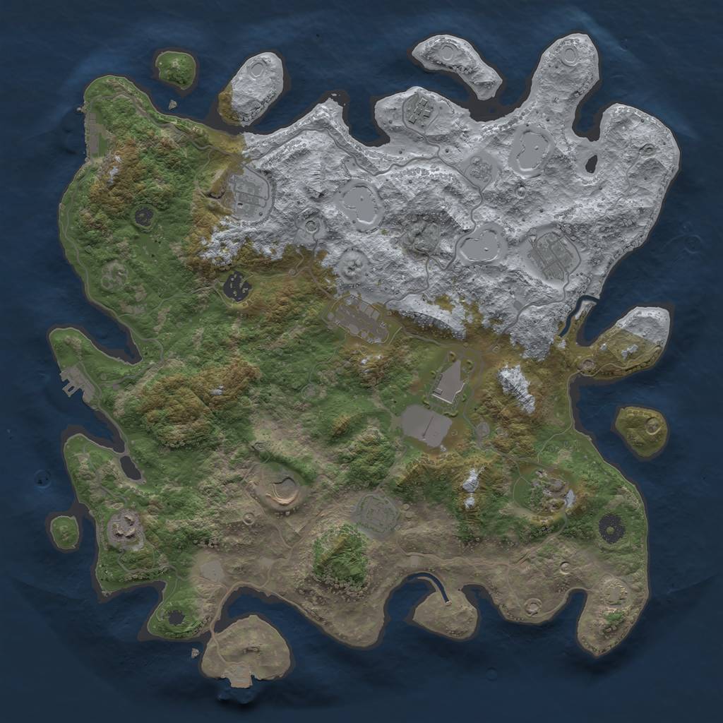 Rust Map: Procedural Map, Size: 3950, Seed: 10602584, 18 Monuments