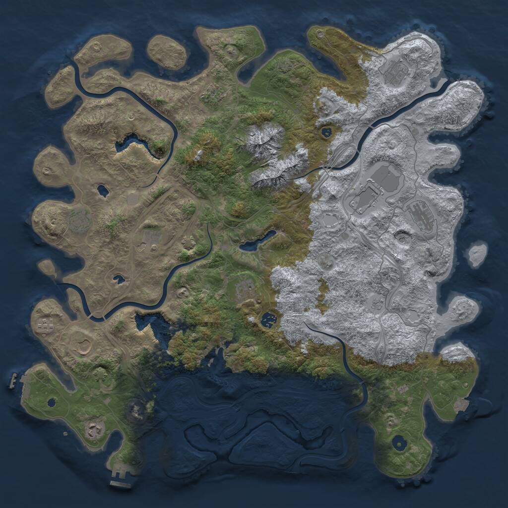 Rust Map: Procedural Map, Size: 5000, Seed: 924654346, 17 Monuments
