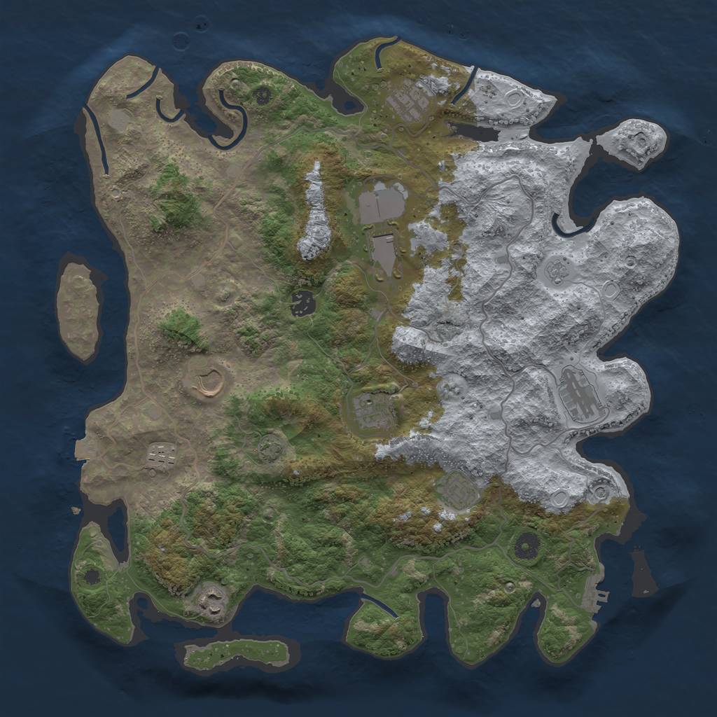 Rust Map: Procedural Map, Size: 4050, Seed: 67051983, 16 Monuments