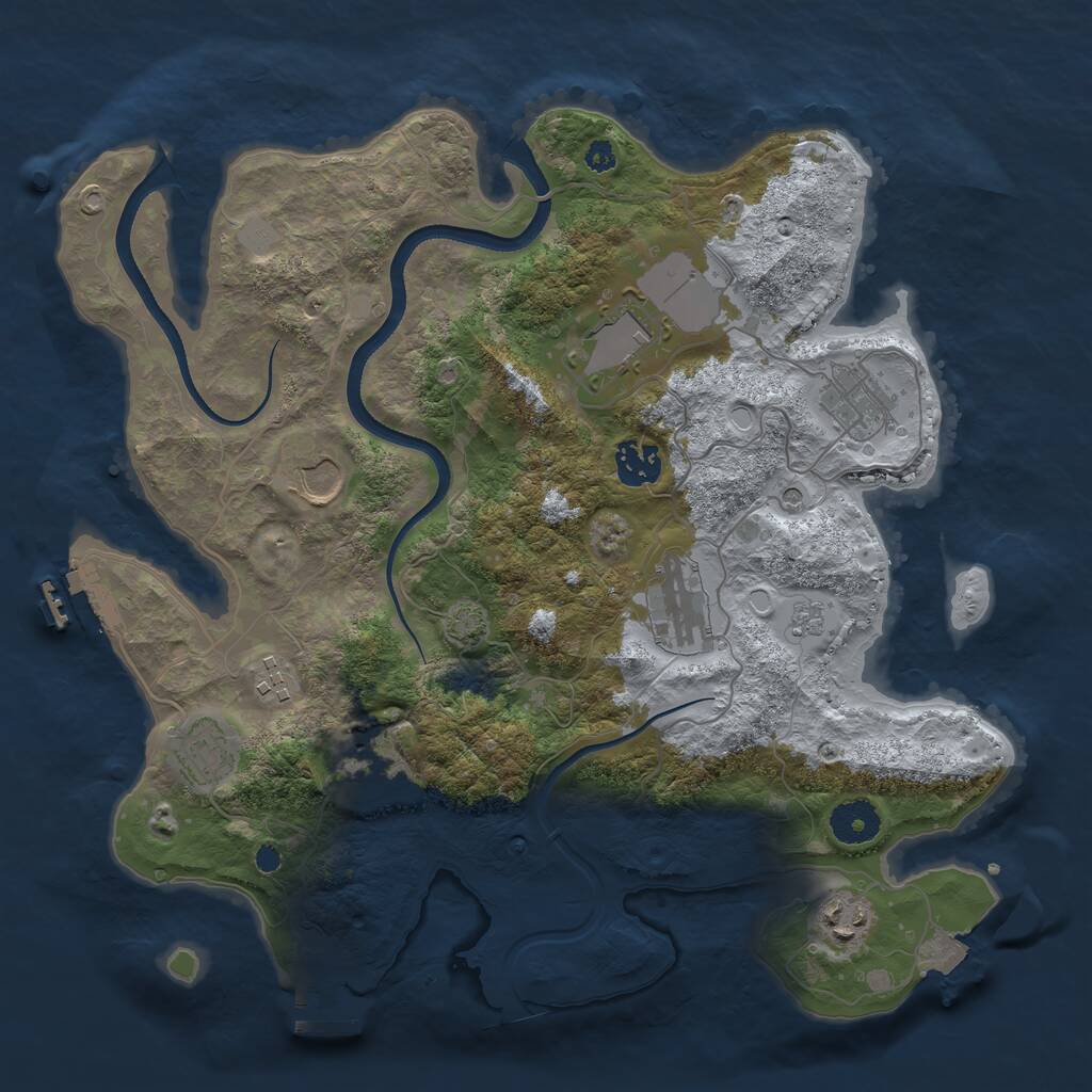Rust Map: Procedural Map, Size: 3500, Seed: 2046597787, 15 Monuments