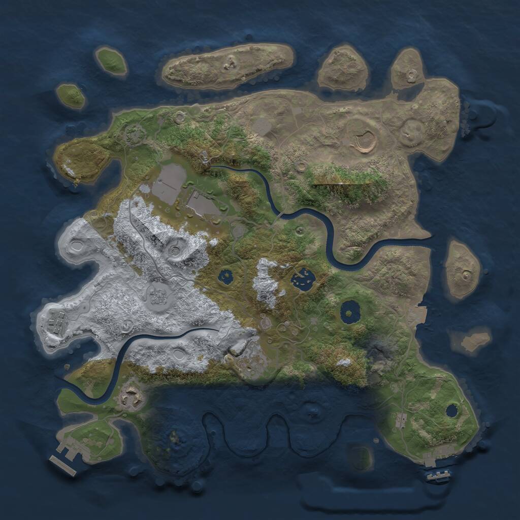 Rust Map: Procedural Map, Size: 3500, Seed: 1492170495, 12 Monuments