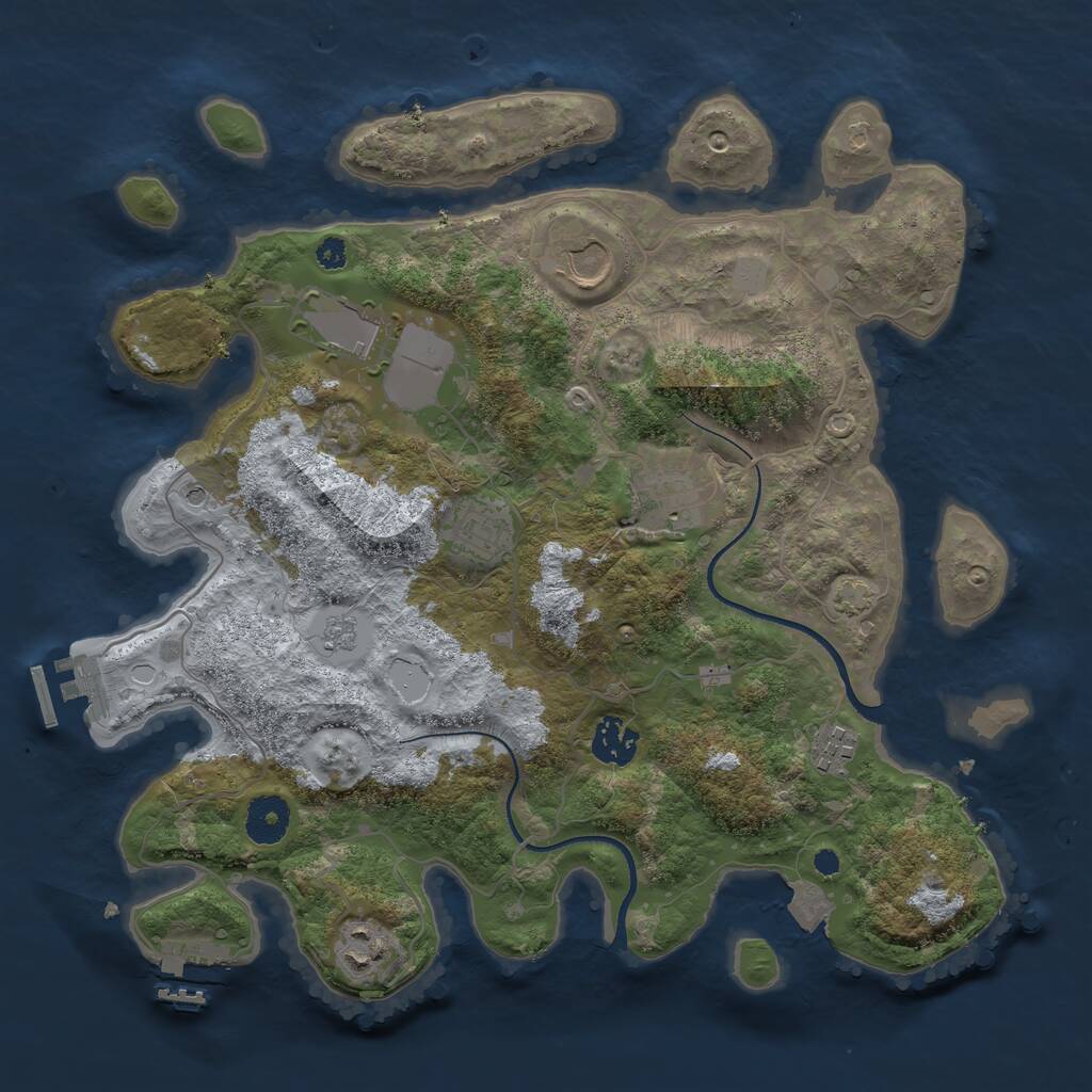 Rust Map: Procedural Map, Size: 3500, Seed: 1492170495, 13 Monuments