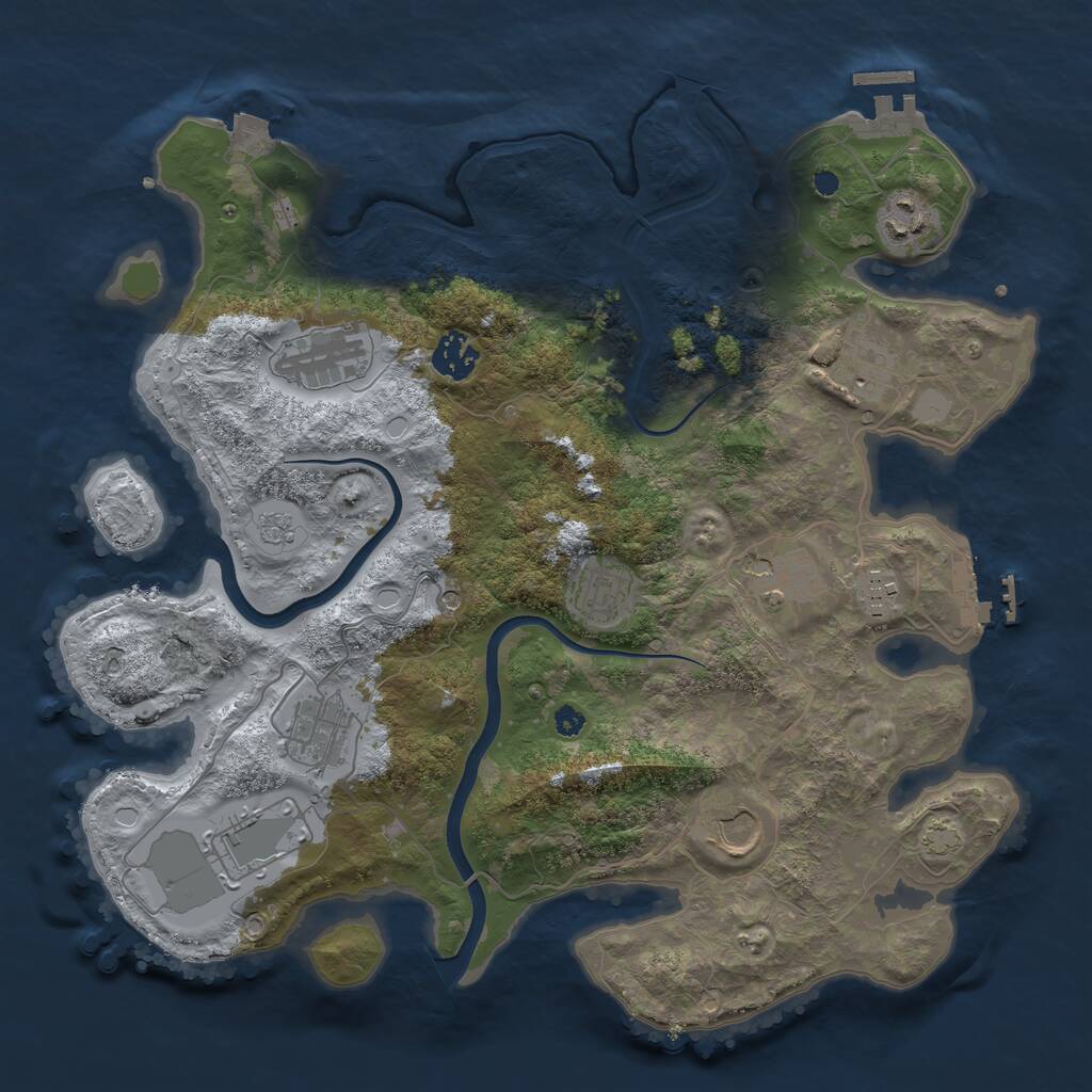 Rust Map: Procedural Map, Size: 3600, Seed: 1378467944, 16 Monuments