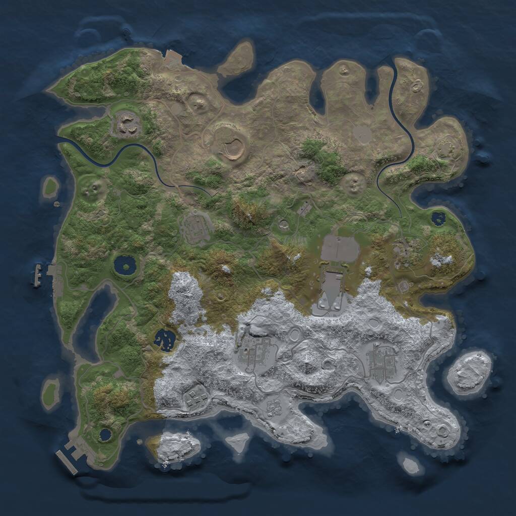 Rust Map: Procedural Map, Size: 3600, Seed: 1260291743, 15 Monuments
