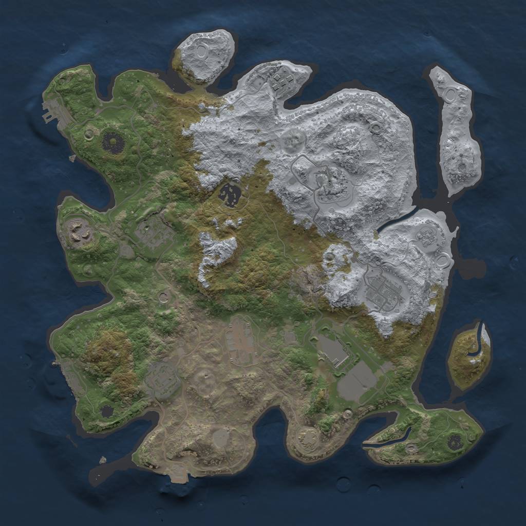 Rust Map: Procedural Map, Size: 3500, Seed: 1909694647, 17 Monuments