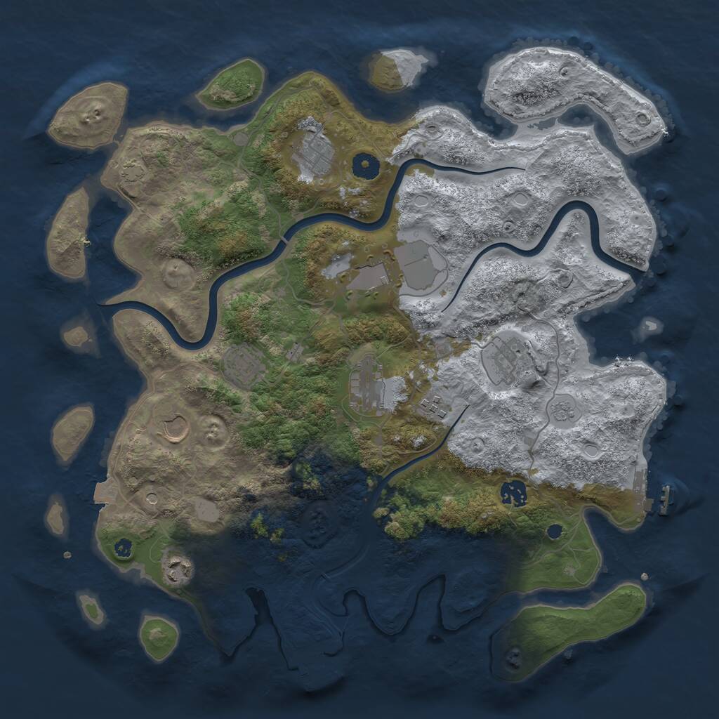 Rust Map: Procedural Map, Size: 3950, Seed: 43536721, 15 Monuments
