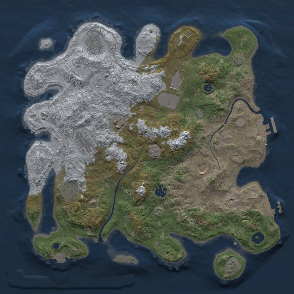 Rust Map: Procedural Map, Size: 3750, Seed: 7548146, 14 Monuments