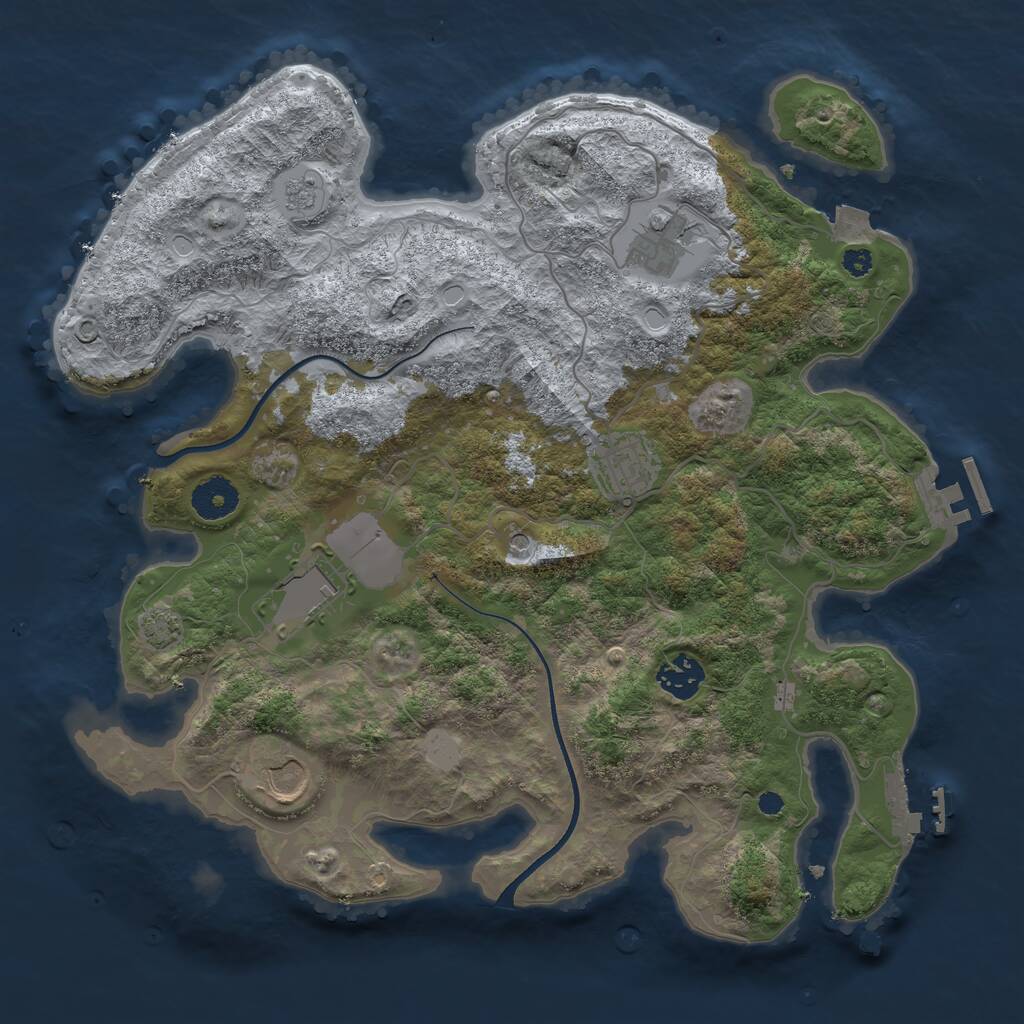 Rust Map: Procedural Map, Size: 3500, Seed: 54156593, 11 Monuments