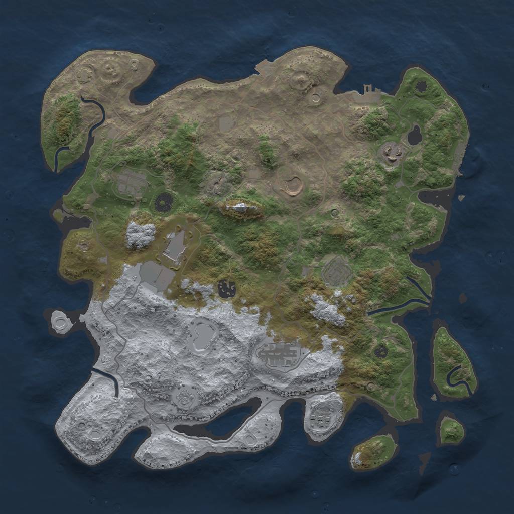 Rust Map: Procedural Map, Size: 4000, Seed: 44390567, 16 Monuments