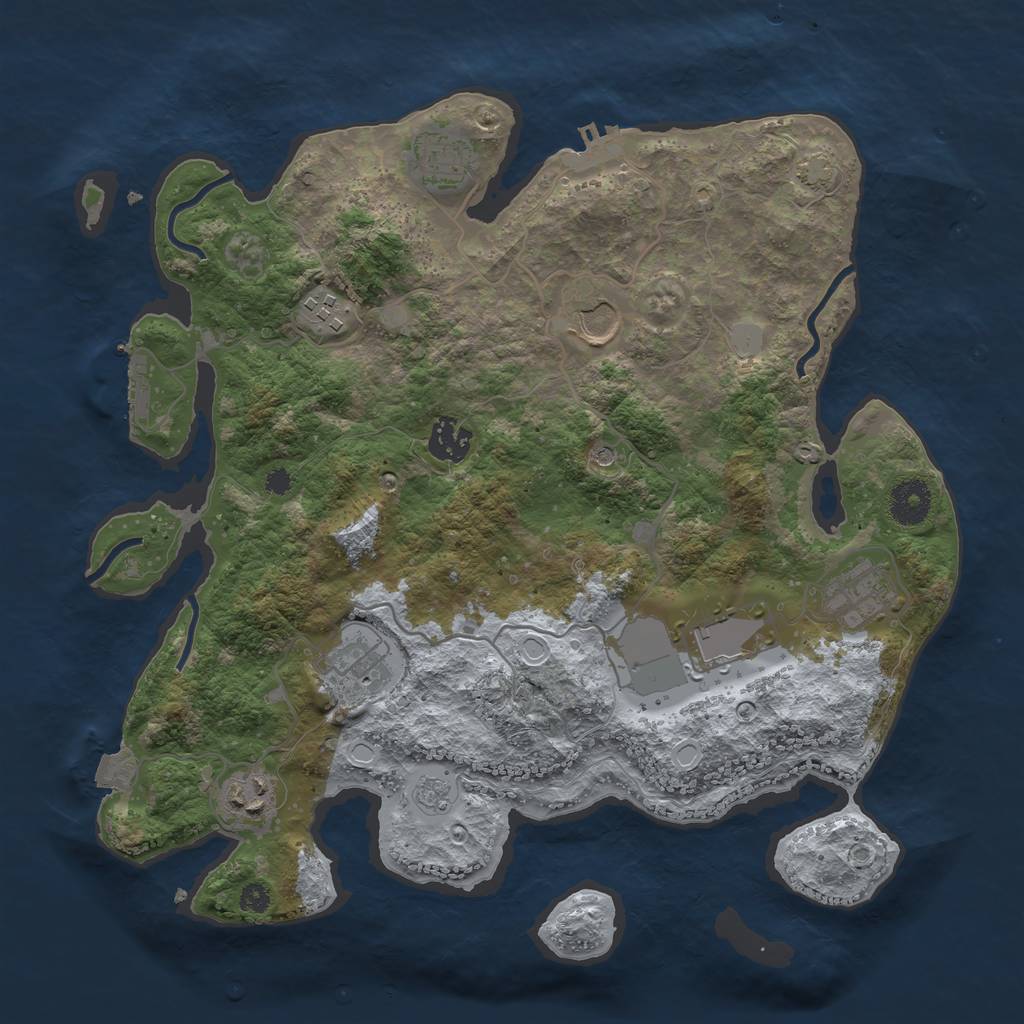 Rust Map: Procedural Map, Size: 3500, Seed: 24462403, 16 Monuments