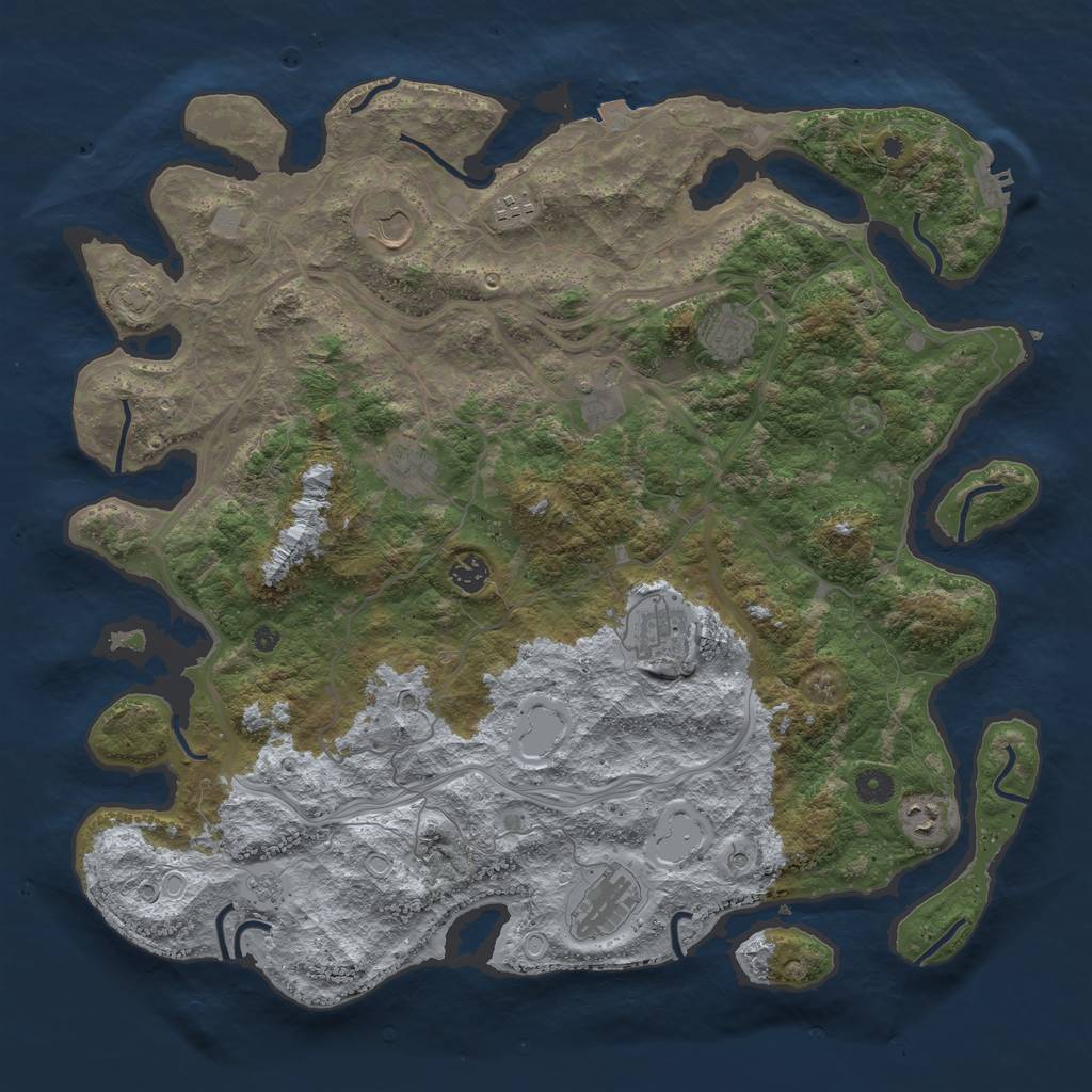 Rust Map: Procedural Map, Size: 4400, Seed: 45077759, 16 Monuments