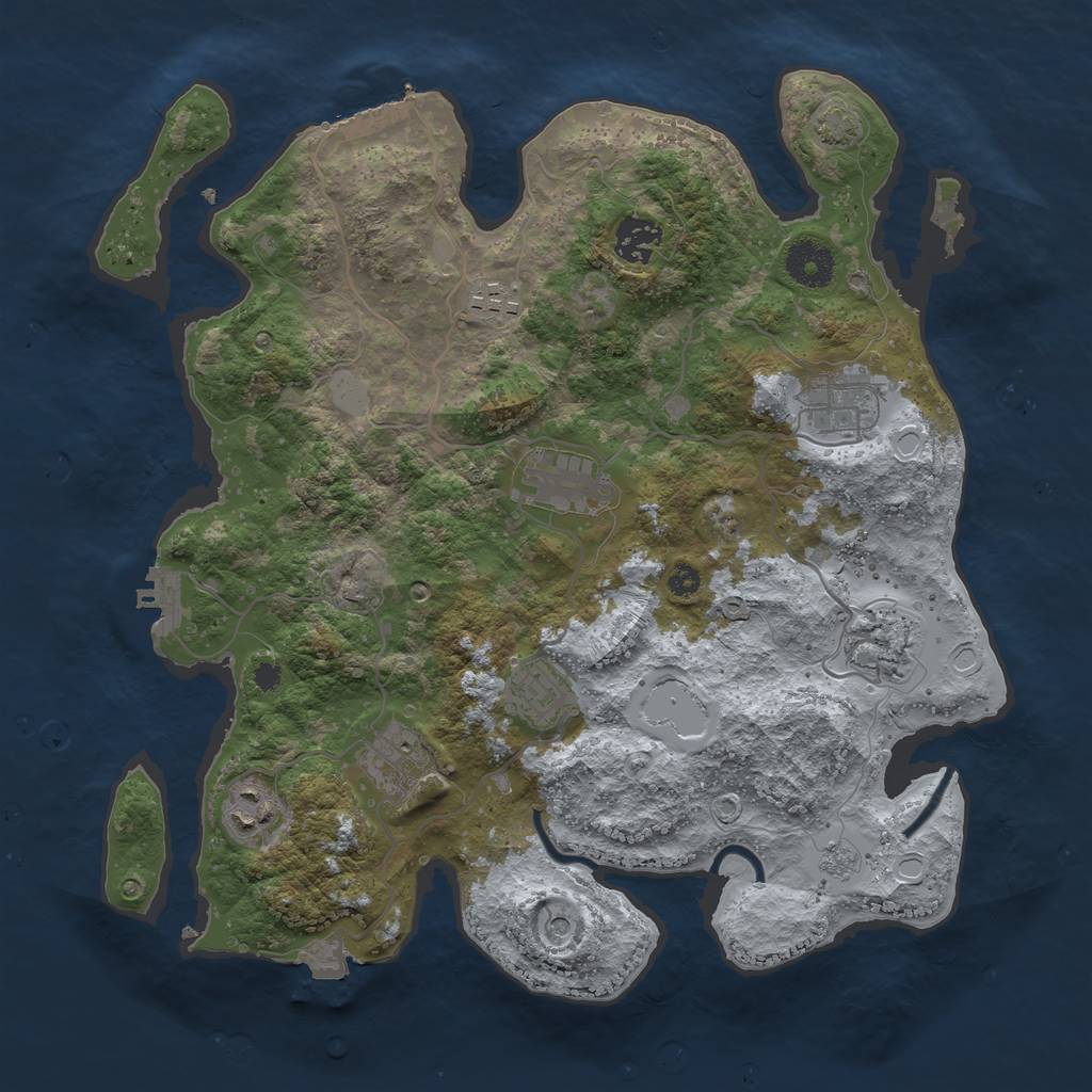 Rust Map: Procedural Map, Size: 3450, Seed: 75942478, 16 Monuments