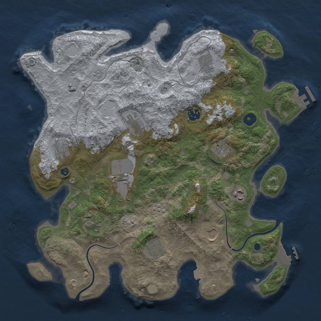 Rust Map: Procedural Map, Size: 3900, Seed: 76127646, 17 Monuments