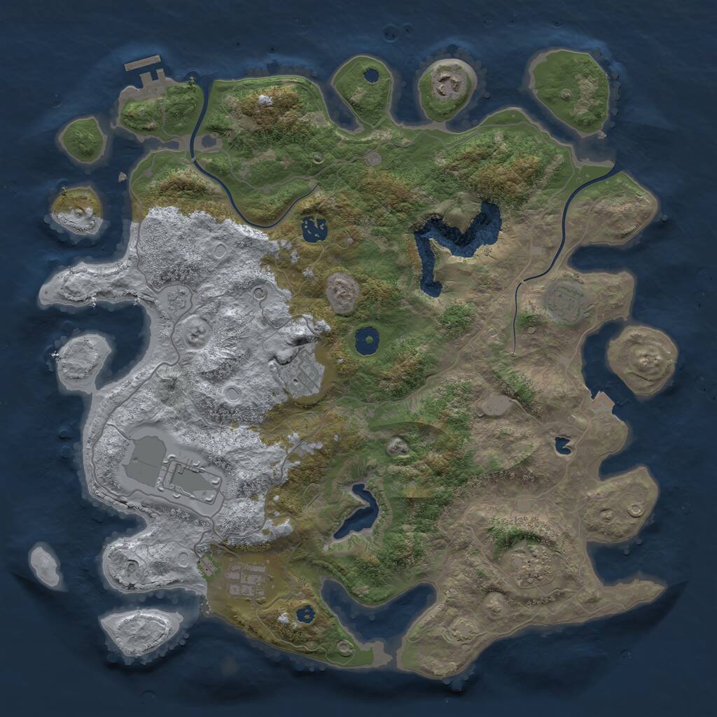 Rust Map: Procedural Map, Size: 4000, Seed: 20320645, 12 Monuments