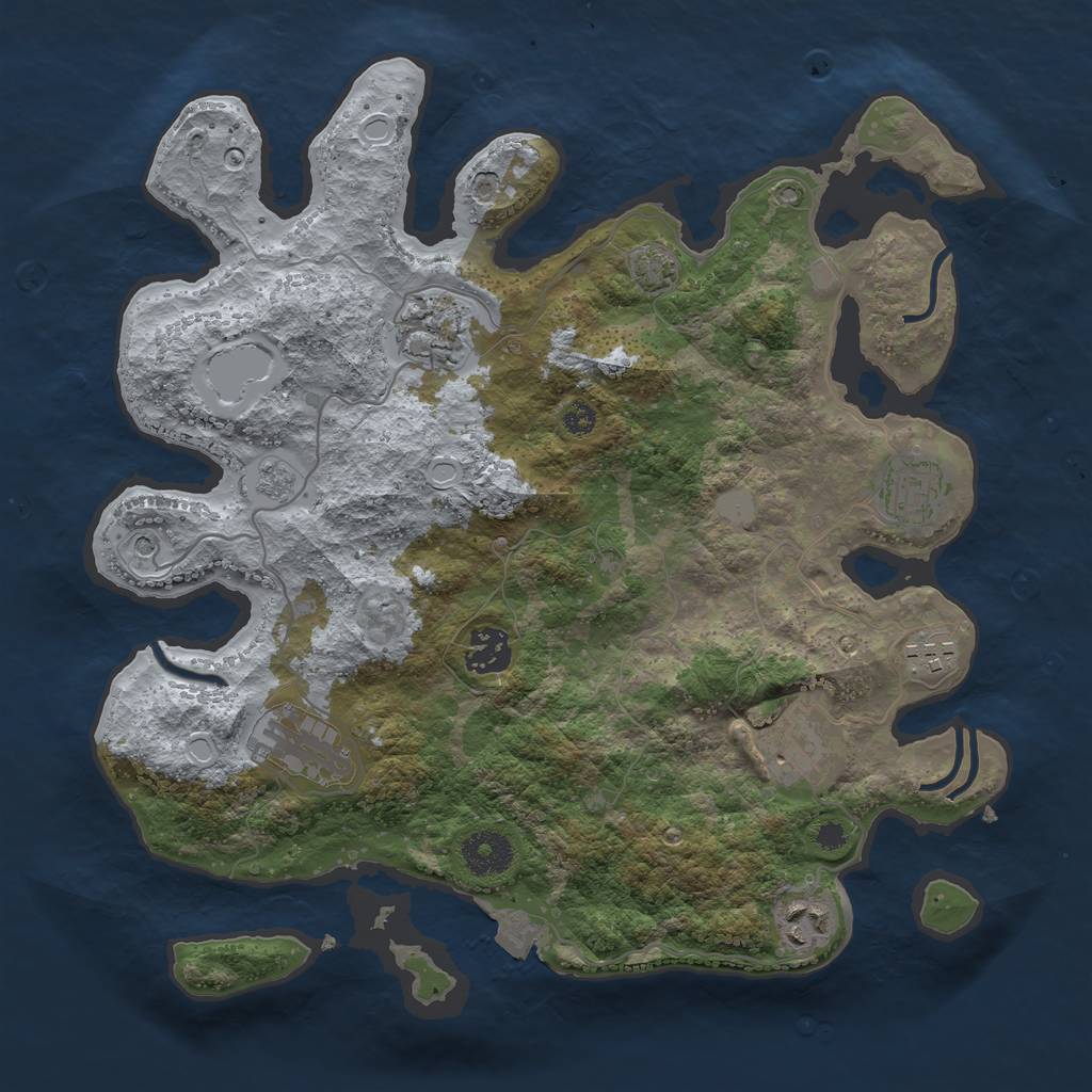 Rust Map: Procedural Map, Size: 3400, Seed: 71850585, 13 Monuments