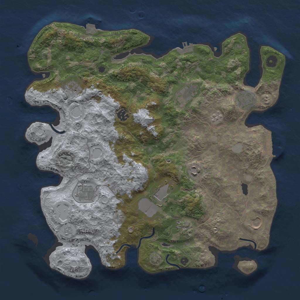 Rust Map: Procedural Map, Size: 3900, Seed: 5777657, 18 Monuments