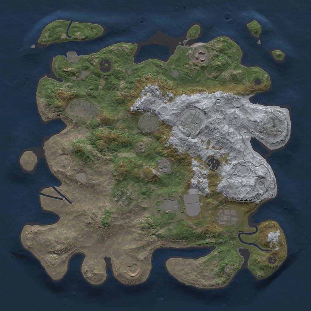 Rust Map: Procedural Map, Size: 3650, Seed: 56753034, 16 Monuments